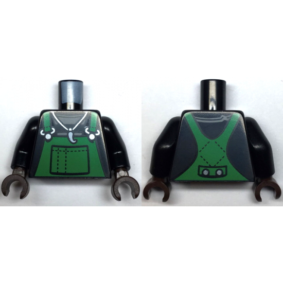 Torso Green Overalls with Claw Necklace Pattern / Black Arms / Dark Brown Hands