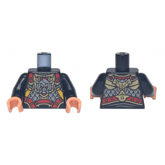 Torso Red, Gold, and Silver Armor, Buckles, and Straps, and Monkey Head Pattern / Black Arms / Nougat Hands