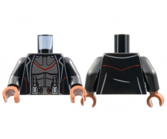 Torso Jacket with Red Stripe, Pearl Dark Gray Armor Pattern / Black Arms / Reddish Brown Hands
