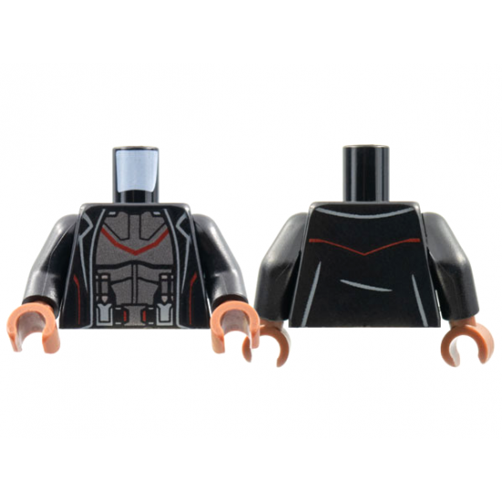 Torso Jacket with Red Stripe, Pearl Dark Gray Armor Pattern / Black Arms / Reddish Brown Hands