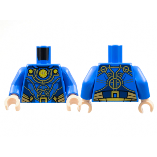 Torso Armor, 3 Gold Circles and Trim Pattern / Blue Arms / Light Nougat Hands