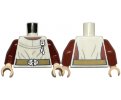 Torso Harry Potter Nurse's Dress, Light Bluish Gray Wrinkles, Dark Tan Belt, Silver Buckle and Watch Pattern / Dark Red Arms / Light Nougat Hands