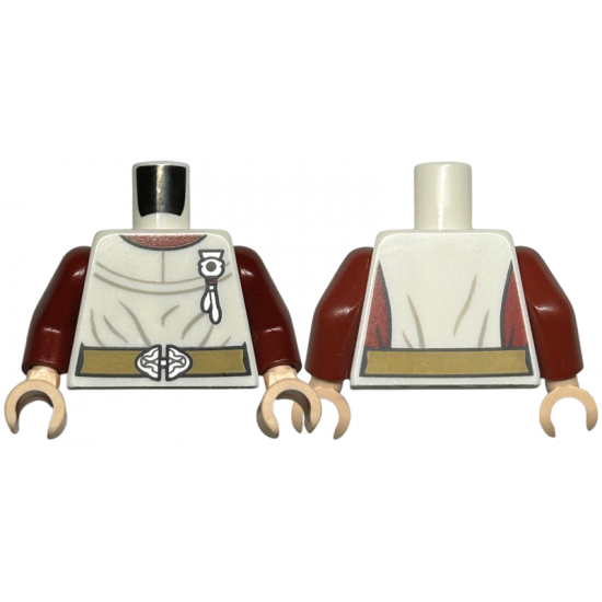 Torso Harry Potter Nurse's Dress, Light Bluish Gray Wrinkles, Dark Tan Belt, Silver Buckle and Watch Pattern / Dark Red Arms / Light Nougat Hands