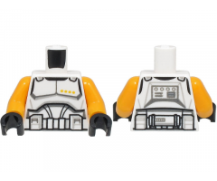 Torso SW Armor Clone Trooper Commander Black Belt and 4 Bright Light Orange Dots Pattern / Bright Light Orange Arms / Black Hands