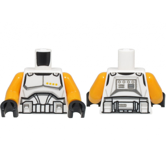 Torso SW Armor Clone Trooper Commander Black Belt and 4 Bright Light Orange Dots Pattern / Bright Light Orange Arms / Black Hands