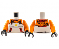 Torso Hoodie, Orange Shoulders and Hood, Yellow Star, Red Tassels Pattern / Orange Arms / Black Hands