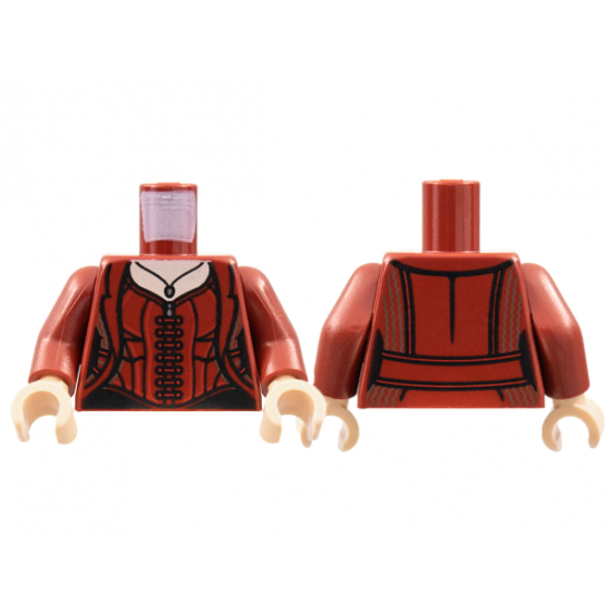 Torso Female Jacket, Light Nougat Neck, Necklace, Bodice with 7 Laces Pattern / Dark Red Arms / Light Nougat Hands