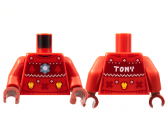 Torso Iron Man Ugly Christmas Sweater Pattern / Red Arms / Dark Red Hands