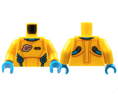 Torso Spacesuit, Dark Azure Neck and Straps, Classic Space Logo, Silver Pin Pattern / Bright Light Orange Arms / Dark Azure Hands