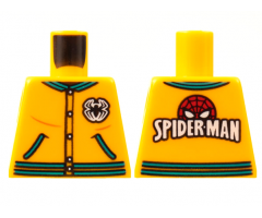 Torso Letter Jacket, Dark Turquoise Trim, Spider Logo, 'SPIDER-MAN' on Back Pattern