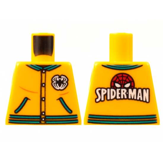 Torso Letter Jacket, Dark Turquoise Trim, Spider Logo, 'SPIDER-MAN' on Back Pattern