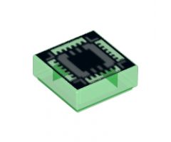 Tile 1 x 1 with Black Square and Lines on Silver Square Pattern (Ultra Chip)