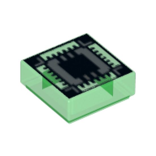 Tile 1 x 1 with Black Square and Lines on Silver Square Pattern (Ultra Chip)