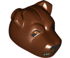 Dog Head with Black Nose, Bright Light Orange Eye, Closed Eye, Snarling Mouth Half Closed Pattern (HP Fluffy Middle Head)