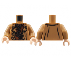Torso Trenchcoat, Reddish Brown Coat, Silver Clasps and Zipper Pattern / Medium Nougat Arms / Light Nougat Hands