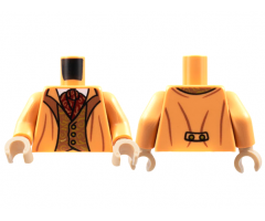 Torso Suit Jacket, Copper Lapels and Vest with Lime Filigree, Dark Red Ascot Pattern / Nougat Arms / Light Nougat Hands