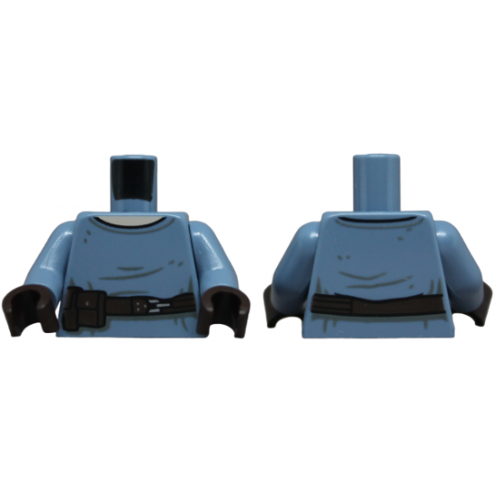 Torso Shirt, Dark Brown Belt with Silver Buckle and Pouches, Light Nougat Neck Pattern (SW Obi-Wan) / Sand Blue Arms / Dark Brown Hands