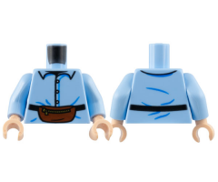 Torso Shirt with Buttons and Reddish Brown Kidney Bag with Zipper Pattern / Bright Light Blue Arms / Light Nougat Hands