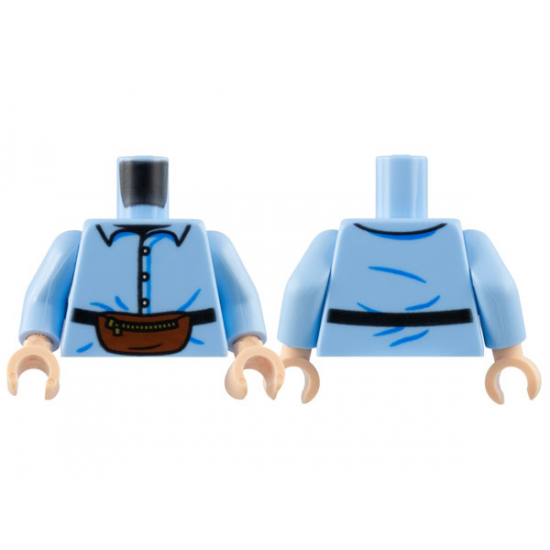 Torso Shirt with Buttons and Reddish Brown Kidney Bag with Zipper Pattern / Bright Light Blue Arms / Light Nougat Hands