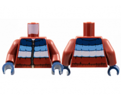 Torso Jacket Padded with Dark Blue, Medium Blue, and White Panels and Zipper Pattern / Dark Red Arms / Dark Blue Hands