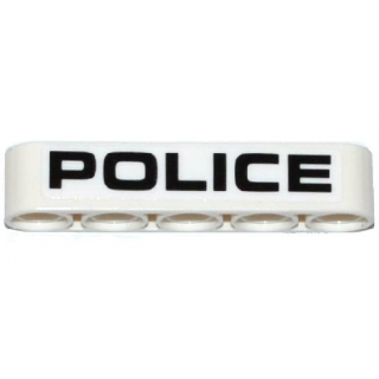 Technic, Liftarm 1 x 5 Thick with Black 'POLICE' Pattern (Sticker) - Set 42047