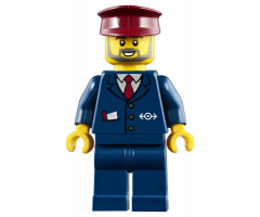 Dark Blue Suit with Train Logo, Dark Blue Legs, Dark Red Hat, Gray Beard