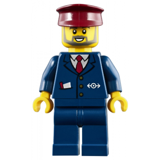 Dark Blue Suit with Train Logo, Dark Blue Legs, Dark Red Hat, Gray Beard