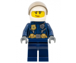 Police - City Leather Jacket with Gold Badge and Utility Belt, White Helmet, Trans-Black Visor, Peach Lips Smirk
