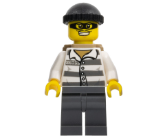Police - Jail Prisoner 86753 Prison Stripes, Black Knit Cap, Backpack, Mask