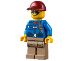 Wildlife Rescue Ranger - Male, Blue Shirt with 'RESCUE' Pattern on Back, Dark Red Cap, Dark Tan Legs with Pockets