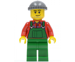 Overalls Farmer Green, Dark Bluish Gray Knit Cap
