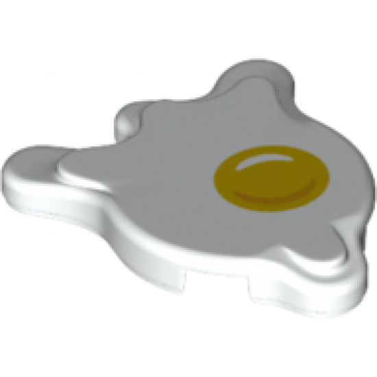 Tile, Round 2 x 2 Splat with Side Extensions with Egg Yolk Pattern