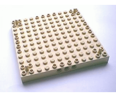 Brick, Modified 12 x 12 with 3 Pin Holes on each Side and Peg at each Corner