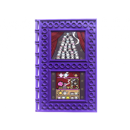 Tile, Modified 10 x 16 with Studs on Edges and Bar Handles with Teacups, Curtains, and Shelves with Portrait and Crystal Ball Pattern (Stickers) - Set 76396