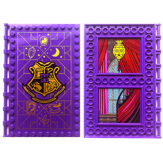 Tile, Modified 10 x 16 with Studs on Edges and Bar Handles with Hogwarts Divination Class, Stain Glass Window, Chandelier, Curtains, and Staircase on Inside Pattern (Stickers) - Set 76396