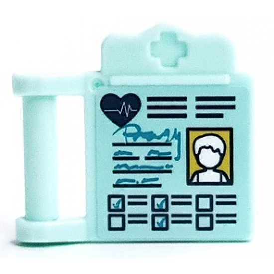 Friends Accessories Medical Clipboard with Bar Handle with Dark Blue Heart, Ticked Boxes and ID Picture Pattern (Sticker) - Set 41394