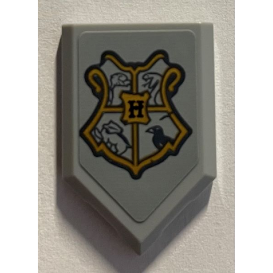 Tile, Modified 2 x 3 Pentagonal with Gold Coat of Arms Hogwarts Crest with 4 Animals Pattern (Sticker) - Set 76389