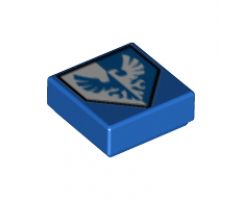 Tile 1 x 1 with Blue and White Falcon on Pentagonal Shield Pattern