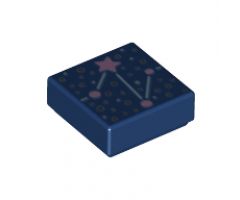 Tile 1 x 1 with Constellation with Metallic Light Blue, Metallic Pink, and Silver Stars, Dots, and Lines Pattern