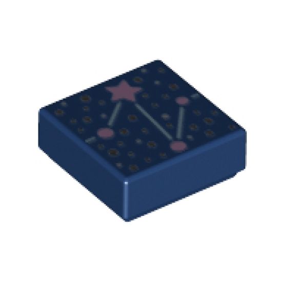 Tile 1 x 1 with Constellation with Metallic Light Blue, Metallic Pink, and Silver Stars, Dots, and Lines Pattern