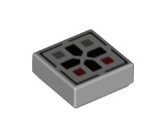 Tile 1 x 1 with Black Cross and Dark Red and Dark Bluish Gray Buttons Pattern