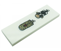 Tile 2 x 6 with Cat and Cow Oven Mitts on Hooks Pattern (Stickers) - Set 21328