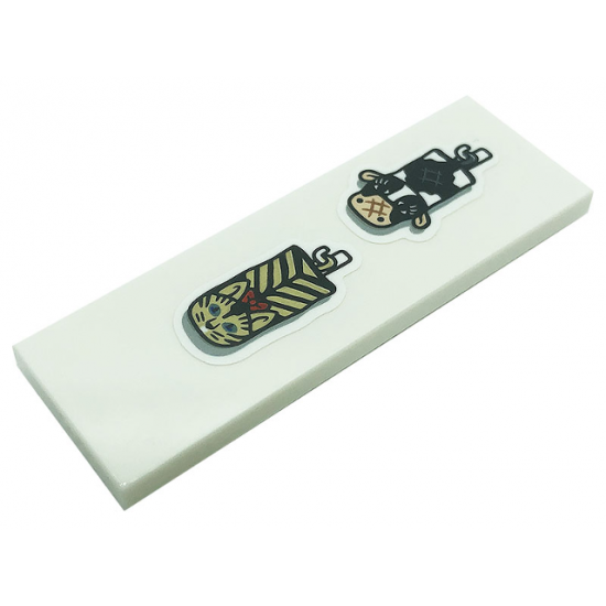 Tile 2 x 6 with Cat and Cow Oven Mitts on Hooks Pattern (Stickers) - Set 21328