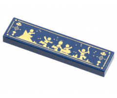 Tile 1 x 4 with with Gold People Playing on Ice, Sliding, Sledding, Hockey Pattern