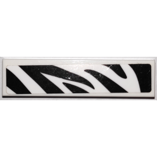 Tile 1 x 4 with Black Zebra Stripes Camouflage Pattern (Sticker) - Set 60267