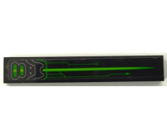 Tile 1 x 6 with Hull Plates, Green and Lime Arrow and Circuitry Pattern Model Right Side (Sticker) - Set 72003
