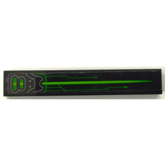 Tile 1 x 6 with Hull Plates, Green and Lime Arrow and Circuitry Pattern Model Right Side (Sticker) - Set 72003