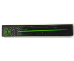 Tile 1 x 6 with Hull Plates, Green and Lime Arrow and Circuitry Pattern Model Left Side (Sticker) - Set 72003