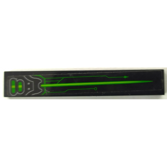 Tile 1 x 6 with Hull Plates, Green and Lime Arrow and Circuitry Pattern Model Left Side (Sticker) - Set 72003