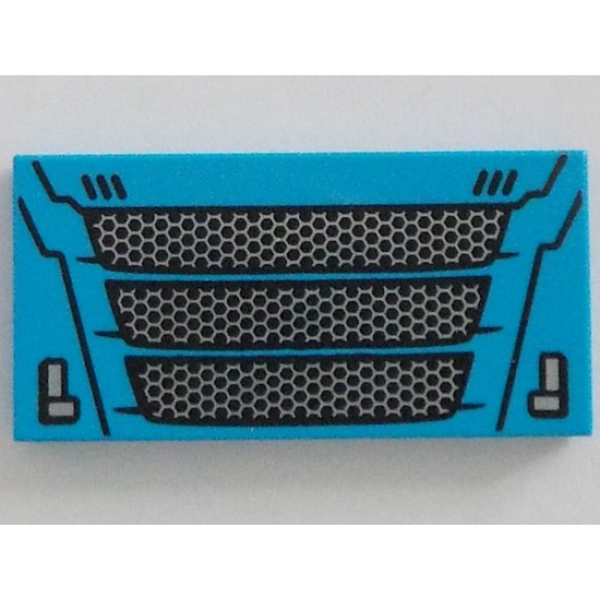 Tile 2 x 4 with Car Front Grille with Black and Silver Pattern